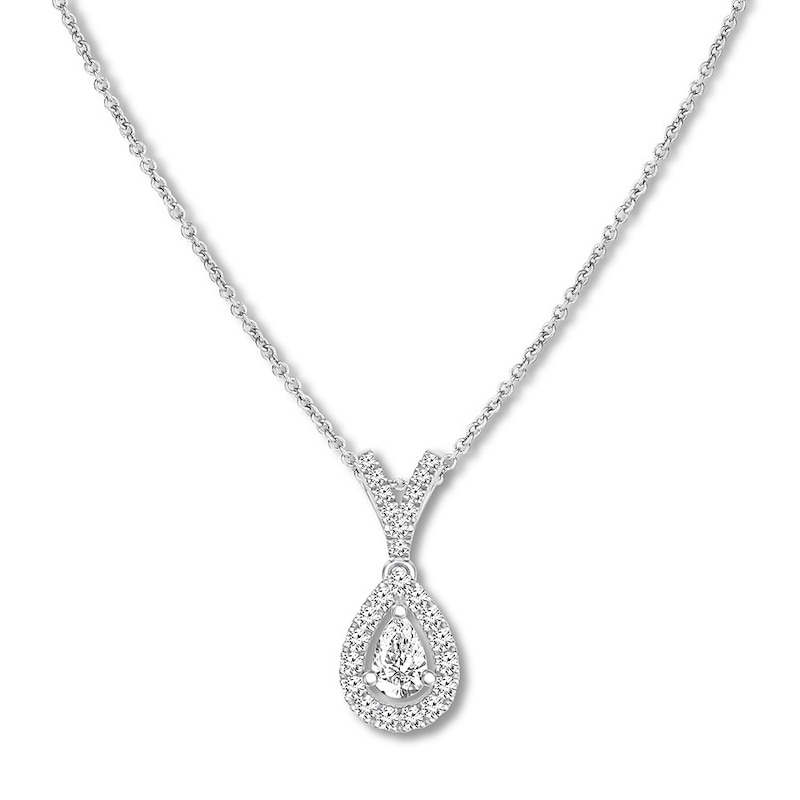 Diamond Necklace 1/4 ct tw Pear-shaped/Round 10K White Gold