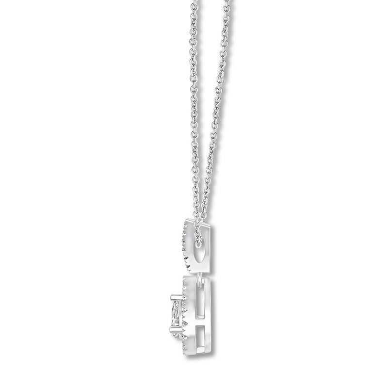 Main Image 2 of Diamond Necklace 1/4 ct tw Pear-shaped/Round 10K White Gold