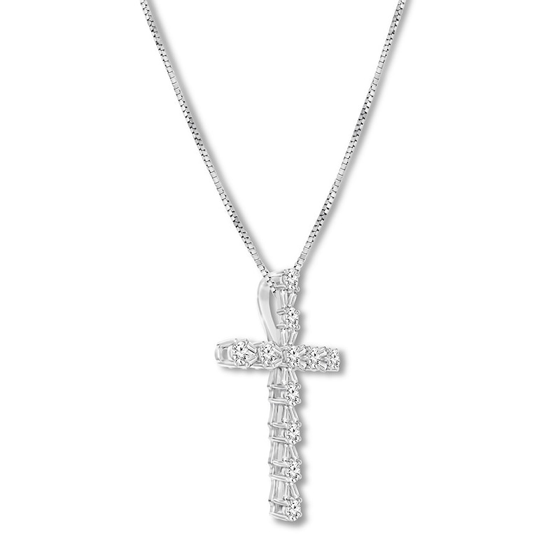 Diamond Cross Necklace 1-1/5 carat tw 14K White Gold