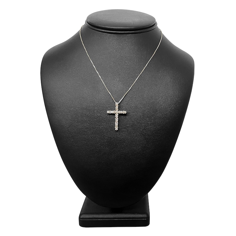 Diamond Cross Necklace 1-1/5 carat tw 14K White Gold