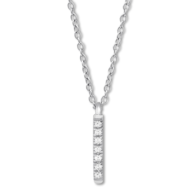Diamond Bar Necklace Sterling Silver