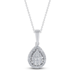 Diamond Editions Necklace 1/4 carat tw 10K White Gold 18&quot; Adj.