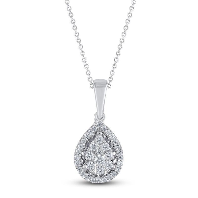 Diamond Editions Necklace 1/4 carat tw 10K White Gold 18" Adj.
