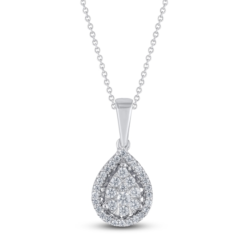 Main Image 1 of Diamond Editions Necklace 1/4 carat tw 10K White Gold 18" Adj.