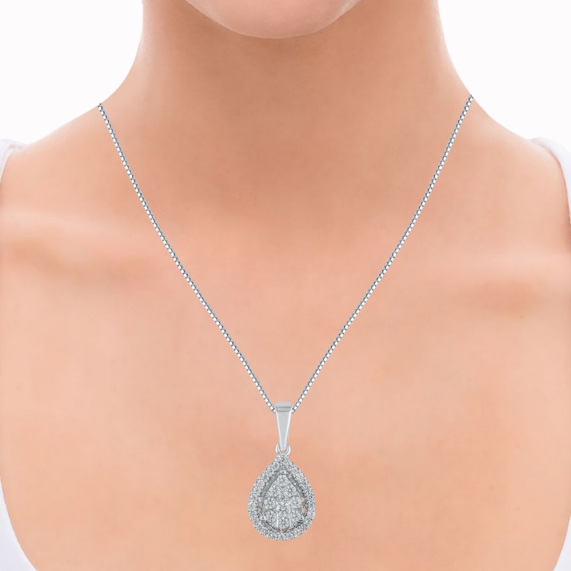 Diamond Editions Necklace 1/4 carat tw 10K White Gold 18" Adj.