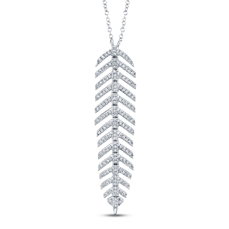 Main Image 1 of Shy Creation Diamond Feather Necklace 1/4 ct tw 14K White Gold Adj. SC55006044