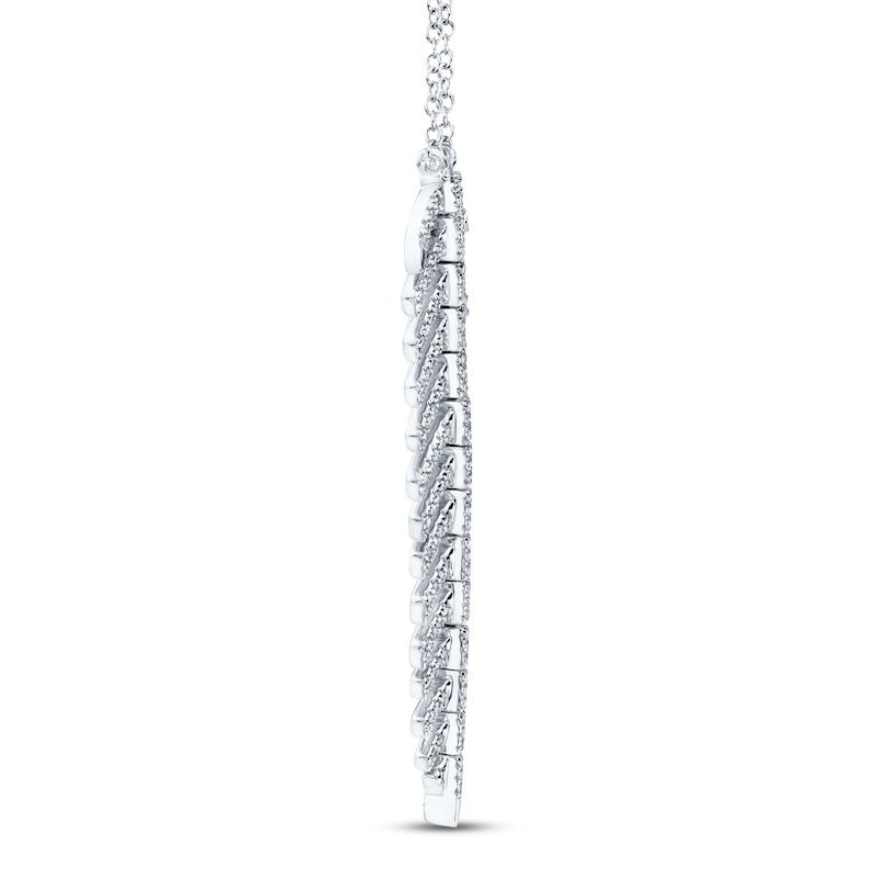 Main Image 2 of Shy Creation Diamond Feather Necklace 1/4 ct tw 14K White Gold Adj. SC55006044