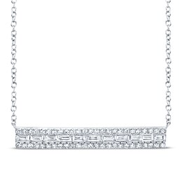 Image of diamond bar neckalce with 14K white gold.