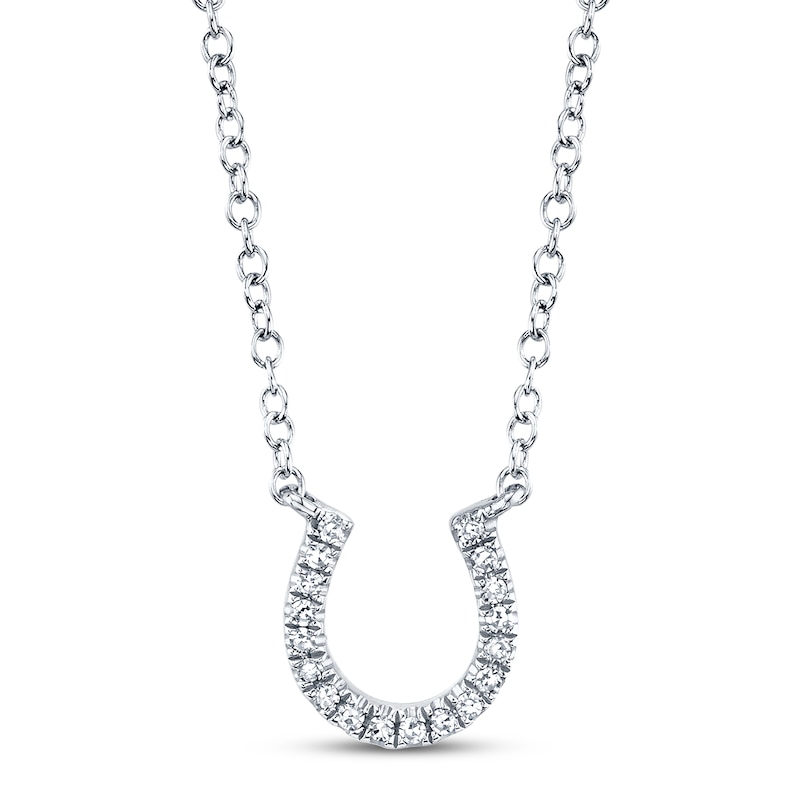 Shy Creation Horseshoe Necklace 1/20 ct tw Diamonds 14K White Gold SC55002923