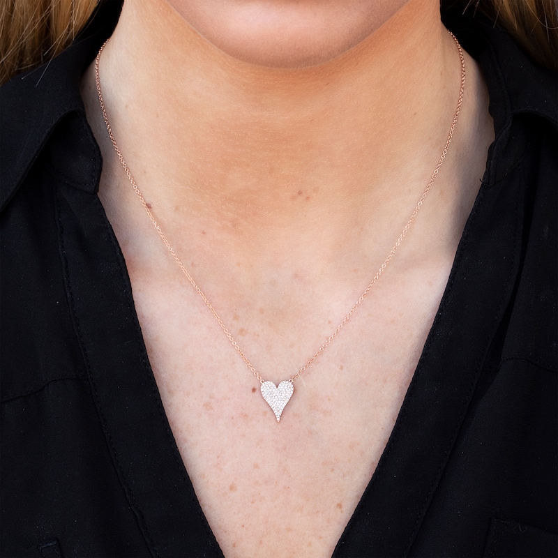 Shy Creation Heart Necklace 1/5 ct tw Diamonds 14K Rose Gold SC55002006
