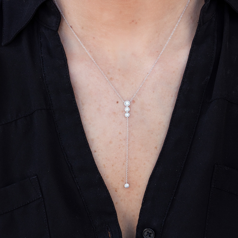Diamond Teardrop Necklace 3/4 carat tw 14K White Gold