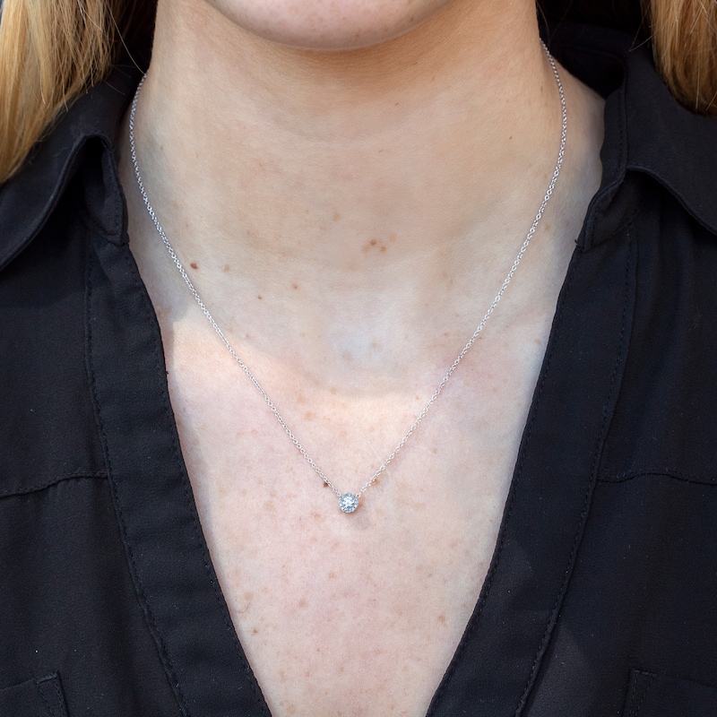 Main Image 4 of Shy Creation Diamond Necklace 1/8 ct tw 14K White Gold SC55002695