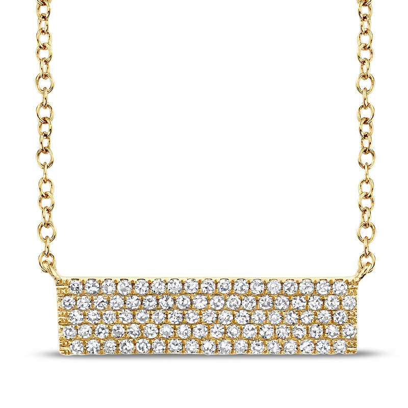 Diamond Bar Mesh Necklace, 14K Yellow Gold