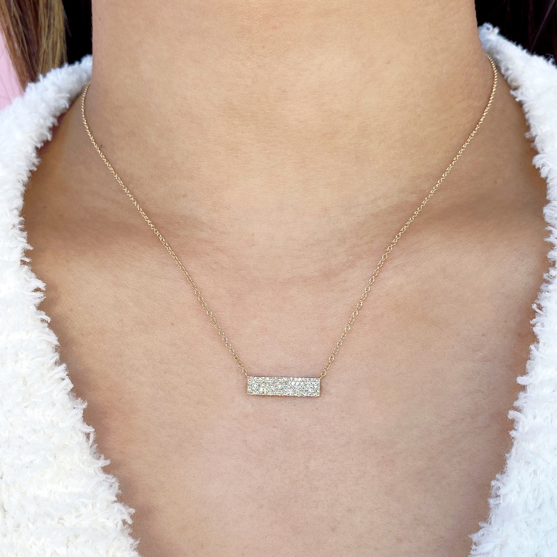 Main Image 4 of Shy Creation Diamond Bar Necklace 1/5 ct tw 14K Yellow Gold SC55001720V4