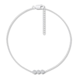 Diamond Anklet 1/10 ct tw Round Sterling Silver