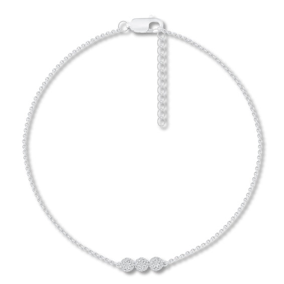 Diamond Anklet 110 ct tw Round Sterling Silver