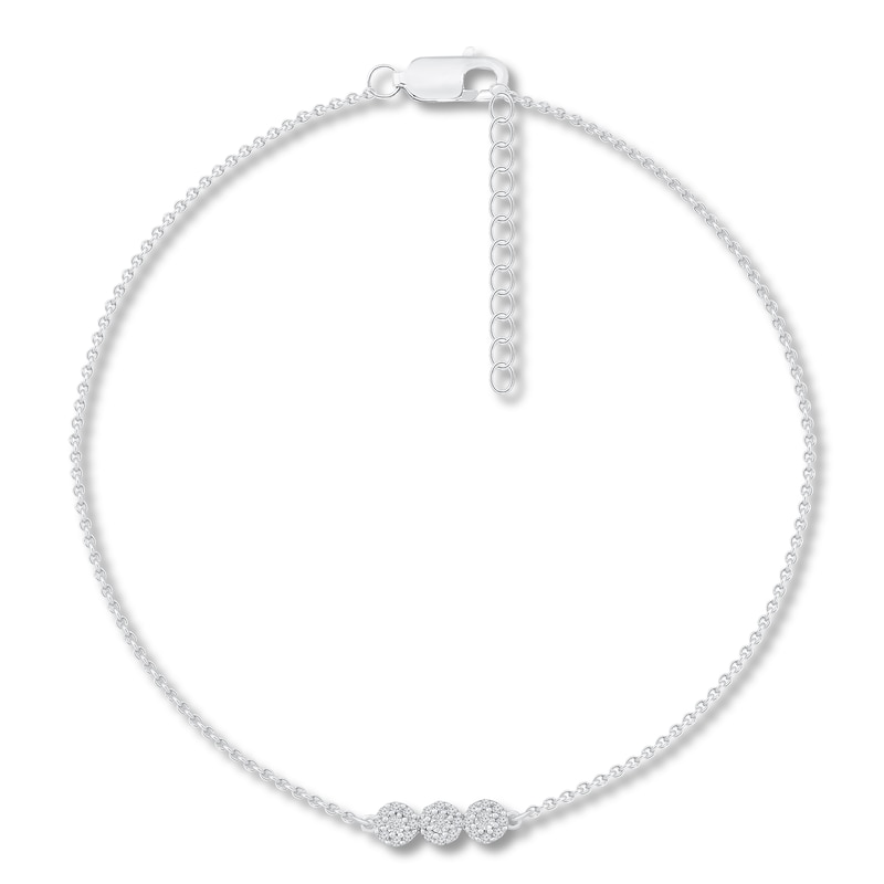 Main Image 1 of Diamond Anklet 1/10 ct tw Round Sterling Silver