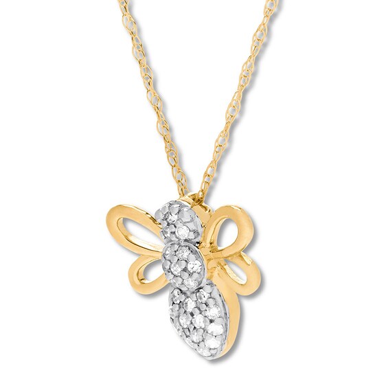 Diamond Bee Necklace 1/10 carat tw 10K Yellow Gold ...