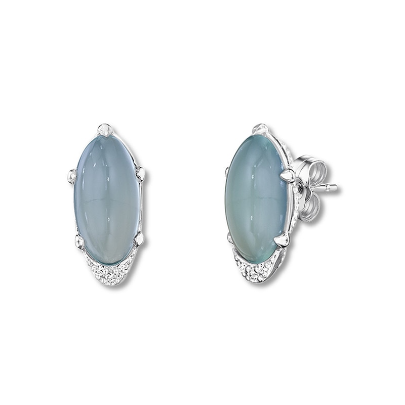 Main Image 1 of Tacori Natural Green Chalcedony Earrings Diamond Accents Sterling Silver