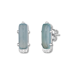 Tacori Natural Green Chalcedony Earrings Diamond Accents Sterling Silver