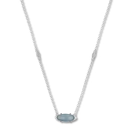 Tacori Green Chalcedony Necklace Diamond Accents Sterling Silver