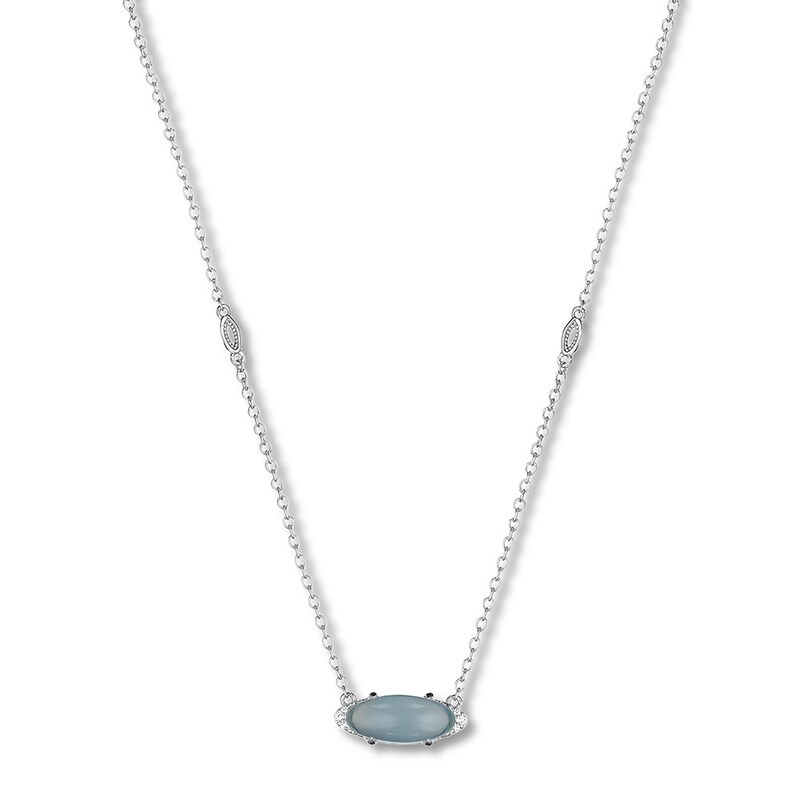 Main Image 1 of Tacori Green Chalcedony Necklace Diamond Accents Sterling Silver