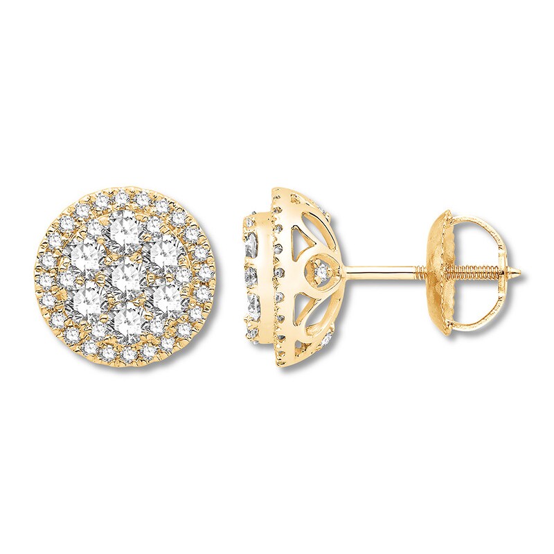 Main Image 2 of Colorless Diamond Earrings 1 ct tw 14K Yellow Gold