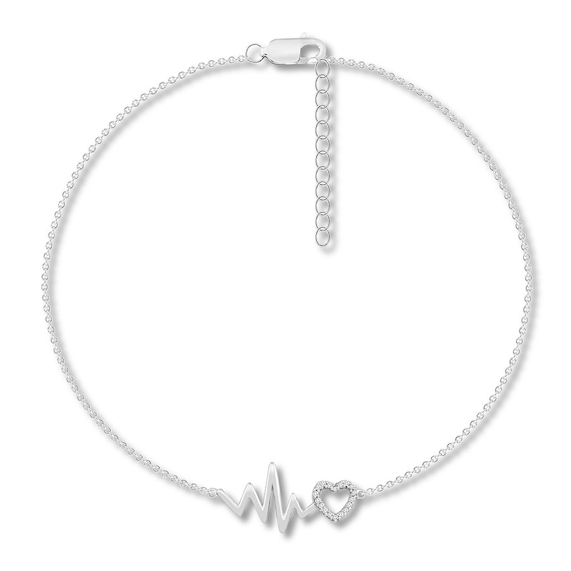 Diamond Heartbeat Anklet 1 Ct Tw Sterling Silver 9 Adj Jared
