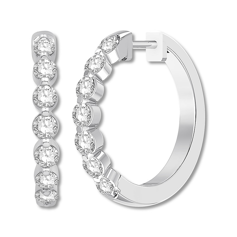 Colorless Diamond Hoop Earrings 1 ct tw 14K White Gold