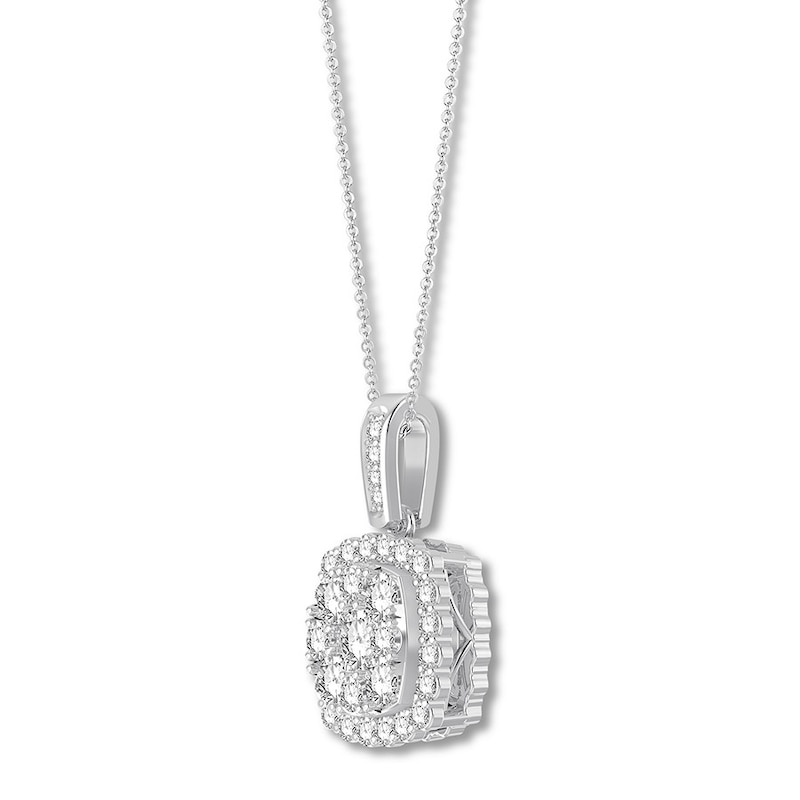 Main Image 3 of Colorless Diamond Necklace 1 carat tw Round 14K White Gold