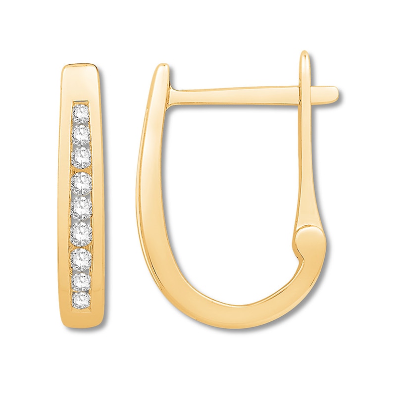 Colorless Diamond Hoop Earrings 1/4 ct tw 14K Yellow Gold
