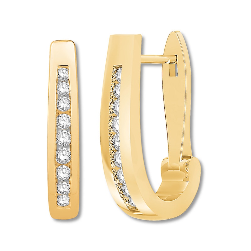 Colorless Diamond Hoop Earrings 1/4 ct tw 14K Yellow Gold