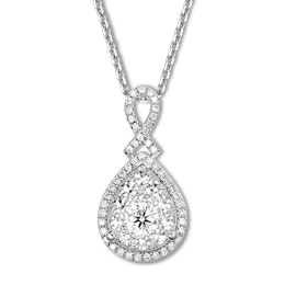 Diamond Necklace 1/2 carat tw Round 14K White Gold/Rhodium 18&quot; Adj.