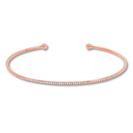 Jared The Galleria Of Jewelry Shy Creation Cuff Bangle 1/6 ct tw Diamonds 14K Rose Gold Sc55001307