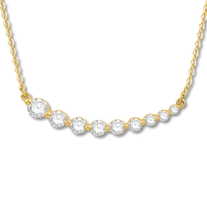 Diamond Curve Necklace 3/4 carat tw Round 14K Yellow Gold