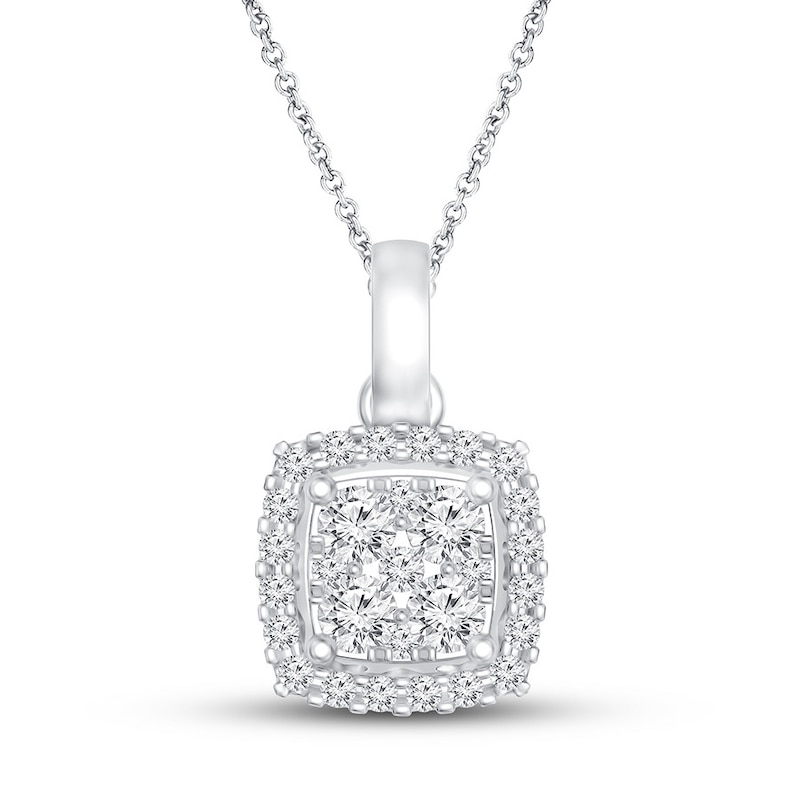 Main Image 1 of Diamond Necklace 1/5 ct tw Round 10K White Gold