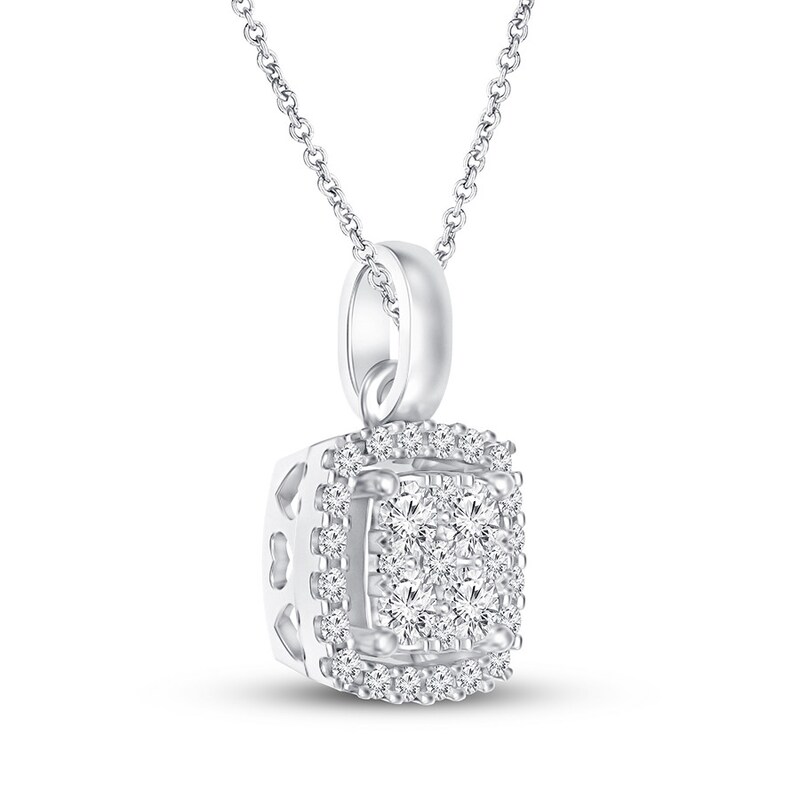 Main Image 2 of Diamond Necklace 1/5 ct tw Round 10K White Gold