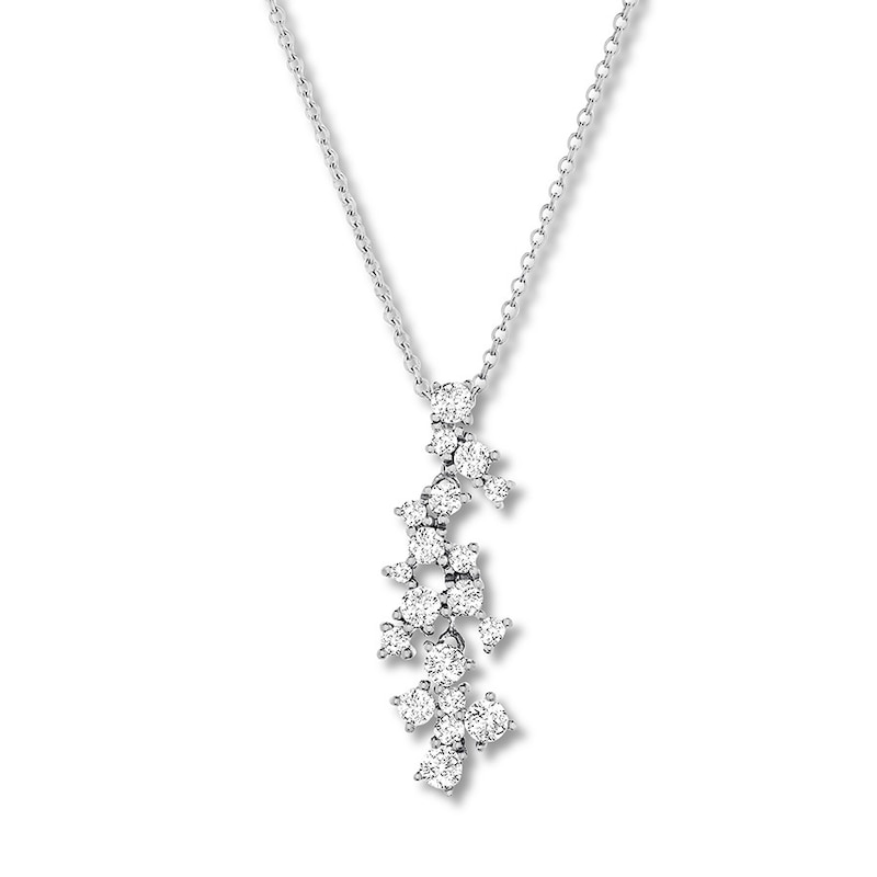 Main Image 1 of Scattered Diamond Necklace 1/2 carat tw Round 14K Gold