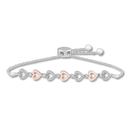 Heart Diamond Accent Bolo Bracelet Sterling Silver/10K Gold