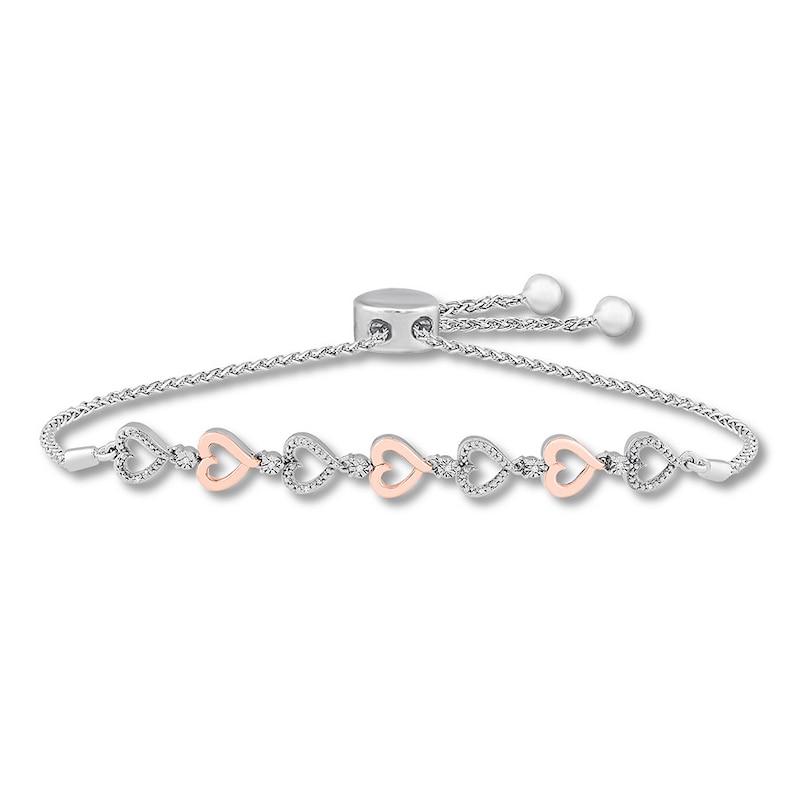 Main Image 1 of Heart Diamond Accent Bolo Bracelet Sterling Silver/10K Gold