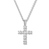 Thumbnail Image 0 of Diamond Cross Necklace 1/4 ct tw Round/Baguette 10K White Gold