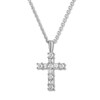 Thumbnail Image 0 of Diamond Cross Necklace 1/4 ct tw Round/Baguette 10K White Gold