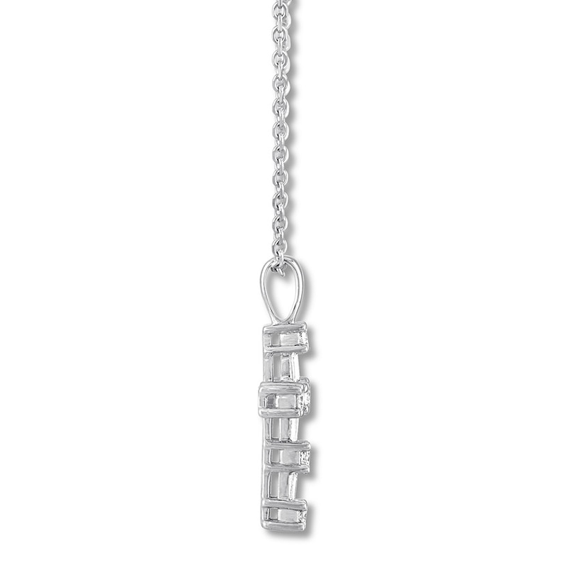 Main Image 2 of Diamond Cross Necklace 1/4 ct tw Round/Baguette 10K White Gold