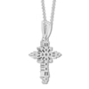Thumbnail Image 3 of Diamond Cross Necklace 1/3 ct tw Round/Baguette 14K White Gold
