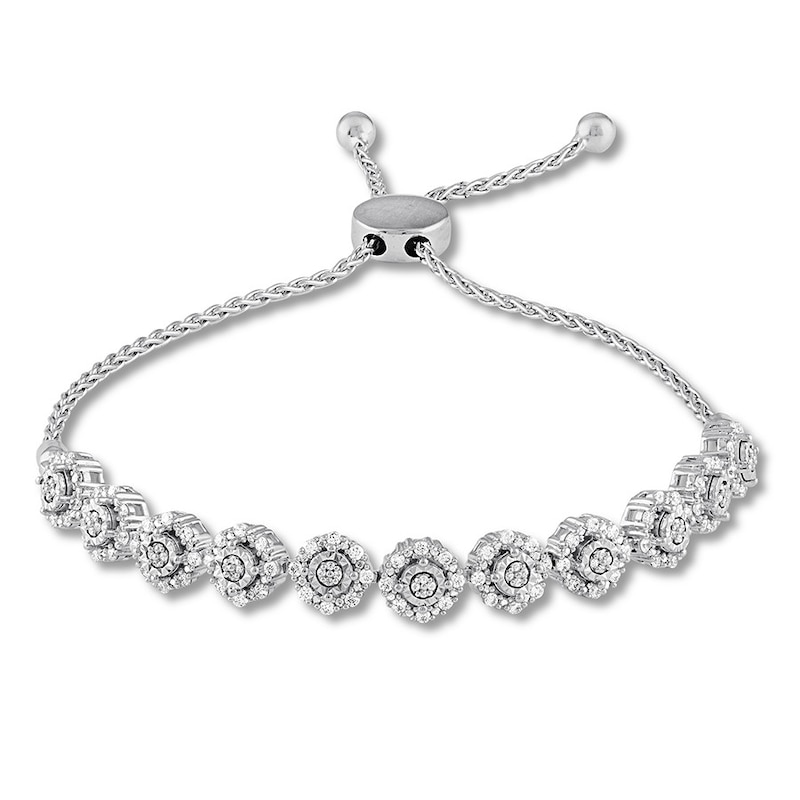 Diamond Bolo Bracelet 1 carat tw Round Sterling Silver