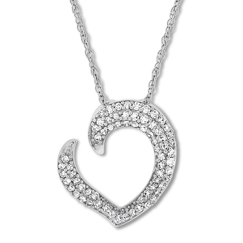 Main Image 1 of Heart Swirl Necklace 1/4 ct tw Diamonds 10K White Gold