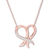 Thumbnail Image 0 of Ribbon Heart Necklace 1/20 ct tw Diamonds 10K Rose Gold
