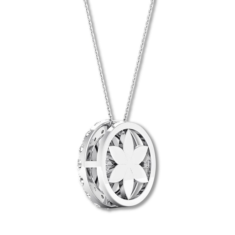 Main Image 4 of Diamond Necklace 1/2 carat tw Round 10K White Gold 16-18" Adj.