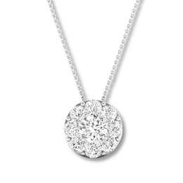 Diamond Necklace 1/4 carat tw Round 10K White Gold 18&quot; Adj.