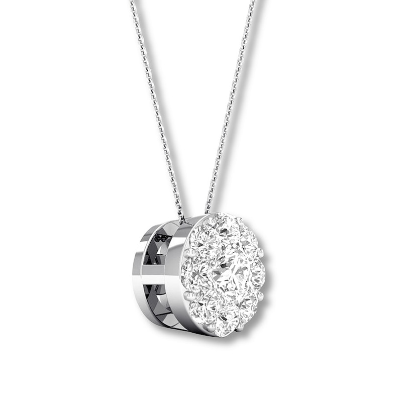 Main Image 2 of Diamond Necklace 1/4 carat tw Round 10K White Gold 18" Adj.